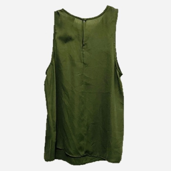 A New Day Olive Green Pleated Neck Sleeveless Blouse - Picture 2 of 3